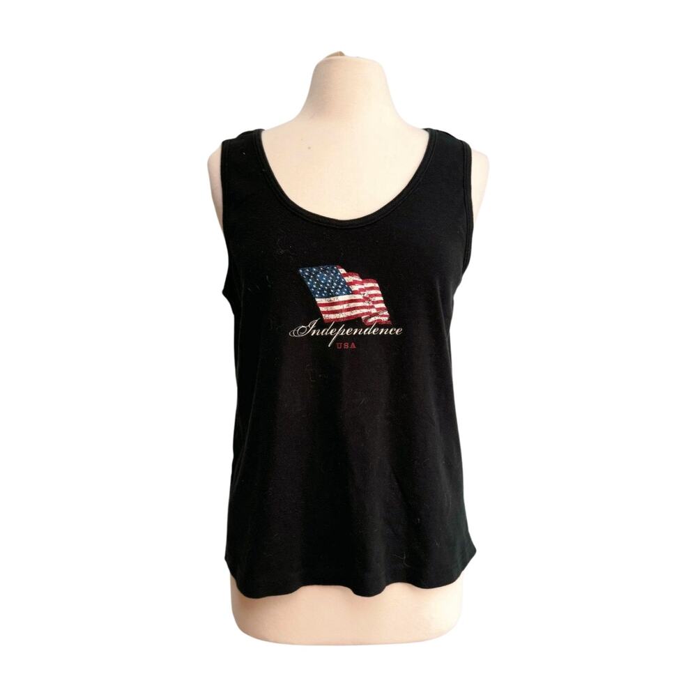 Black USA America Flag Sleeveless Tank Top